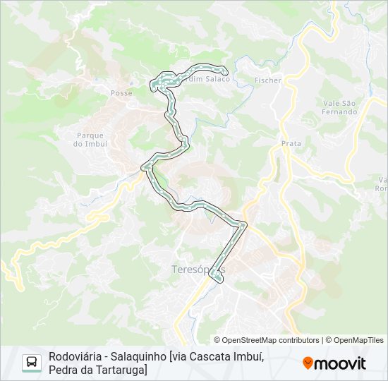 Mapa da linha P98B de ônibus