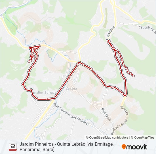 Mapa da linha 60F de ônibus