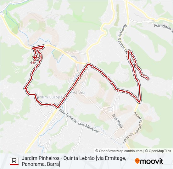 Mapa da linha 60F de ônibus