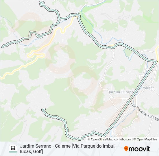 Mapa da linha P10A de ônibus