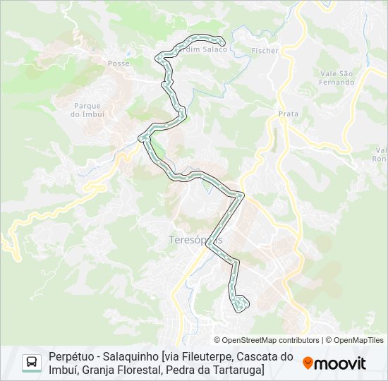 Mapa da linha P98A de ônibus