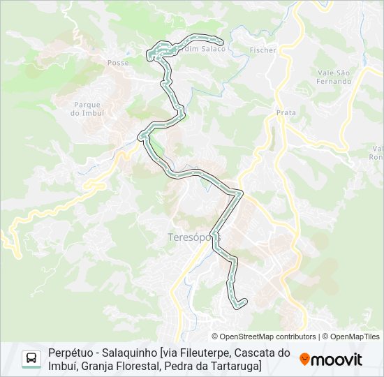 Mapa da linha P98A de ônibus