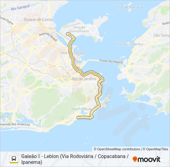 Mapa da linha LECD71 de ônibus