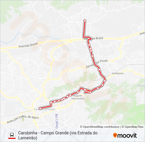 Mapa da linha 826 de ônibus