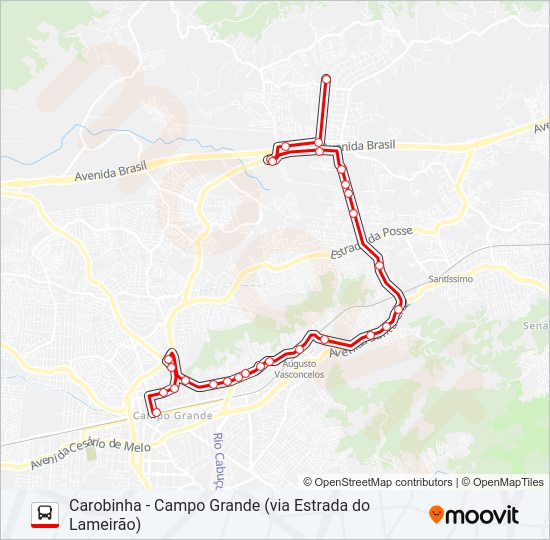 Mapa da linha 826 de ônibus