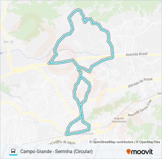 Mapa da linha 895SN de ônibus