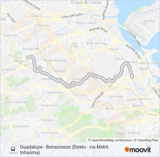 Mapa da linha 908SN de ônibus