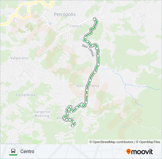 Mapa da linha 154 de ônibus