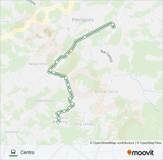 Mapa da linha 162 de ônibus