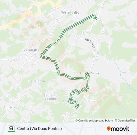 Mapa da linha 155 de ônibus