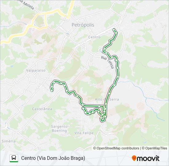 Mapa da linha 157 de ônibus