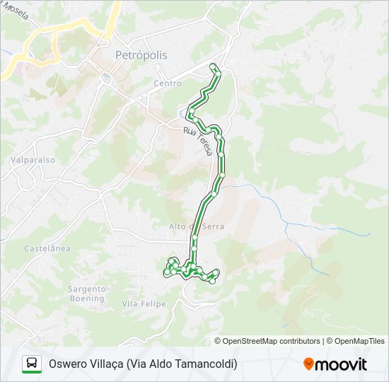 Mapa da linha 158 de ônibus