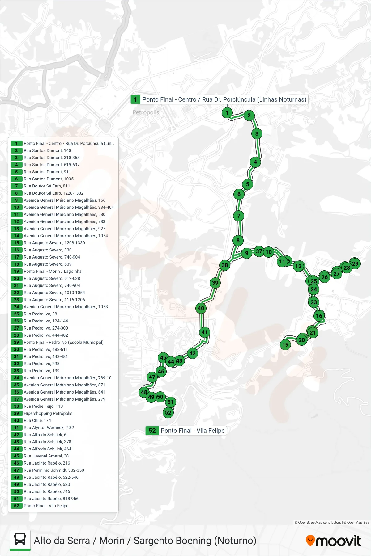 Rota e paradas da linha de ônibus 159 (Vila Felipe (Via Lagoinha)) no mapa