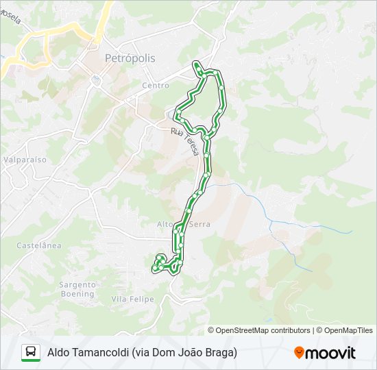 Mapa da linha 166 de ônibus