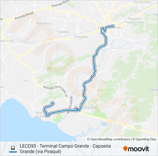 Mapa da linha 856 de ônibus