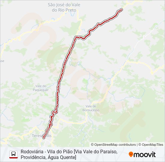 Mapa da linha 70B de ônibus