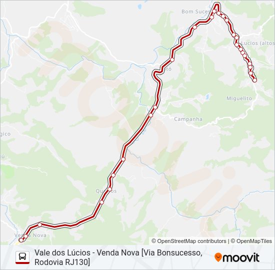Mapa da linha 74A de ônibus