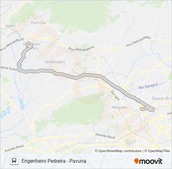 Mapa da linha 593I de ônibus