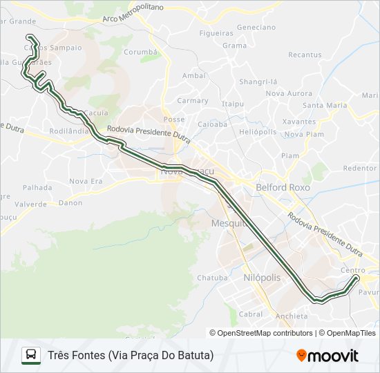 Mapa da linha 580I de ônibus