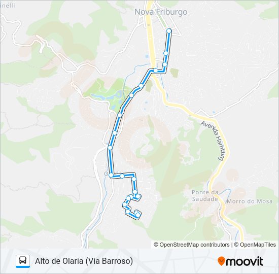 Mapa da linha 42 de ônibus
