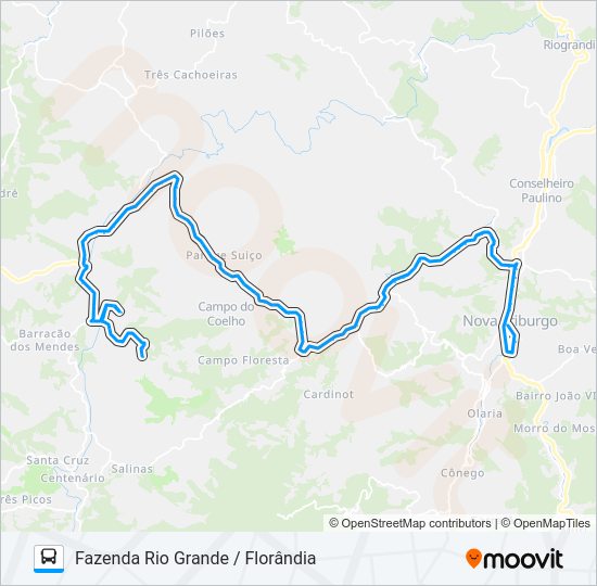 Mapa da linha 53-B de ônibus