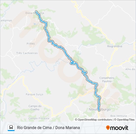 Mapa da linha 57 de ônibus