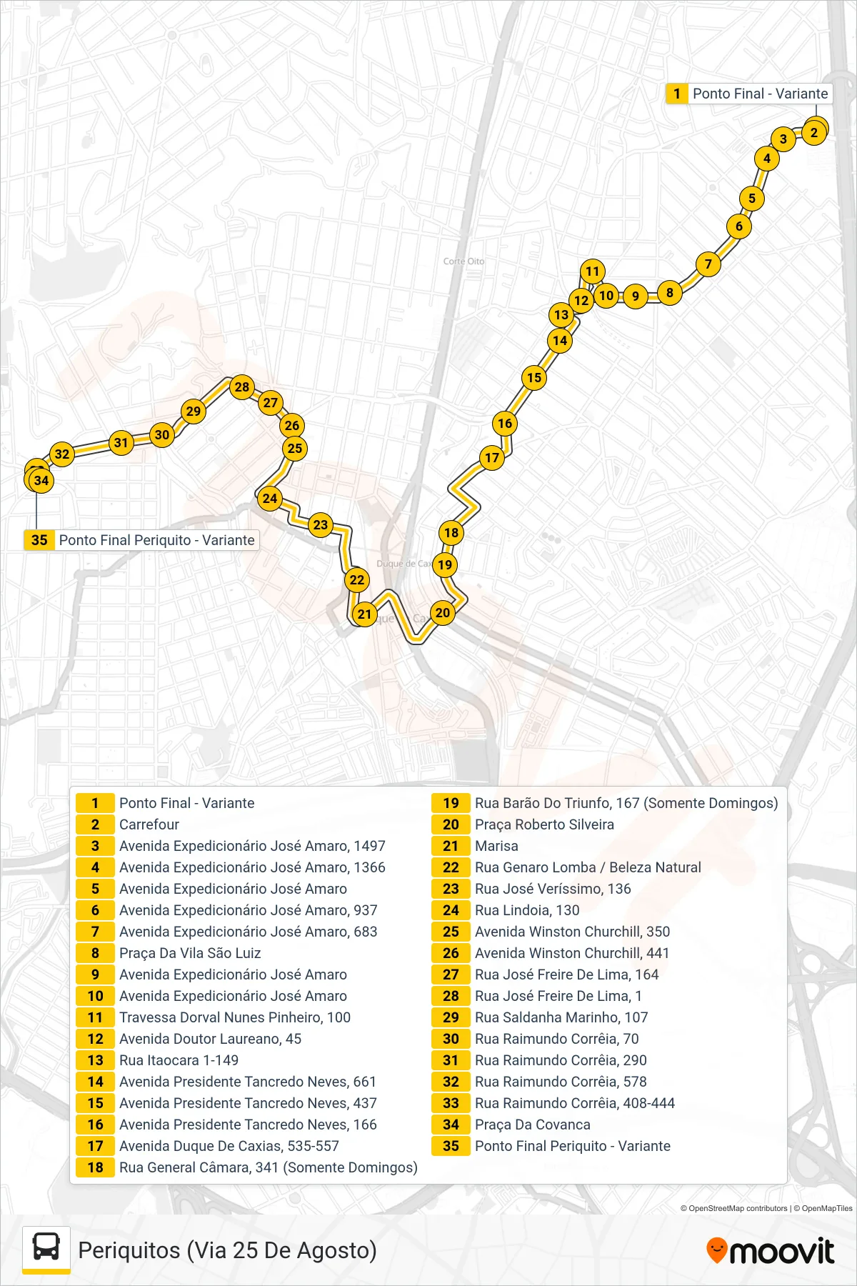 017 bus Line (Periquitos (Via 25 De Agosto)) route and stops on a map