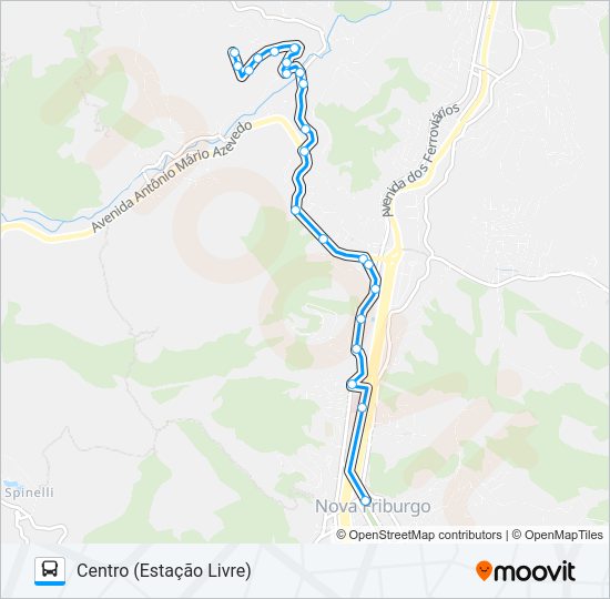 Mapa da linha 52-B de ônibus