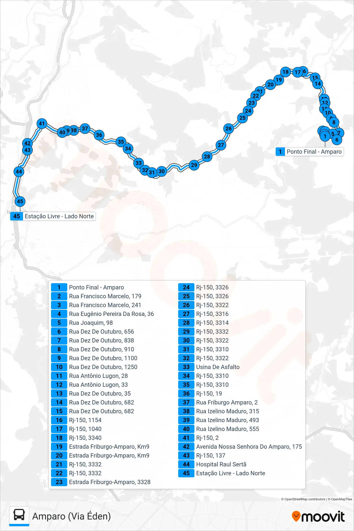 30 bus Line (Centro (Via Éden)) route and stops on a map