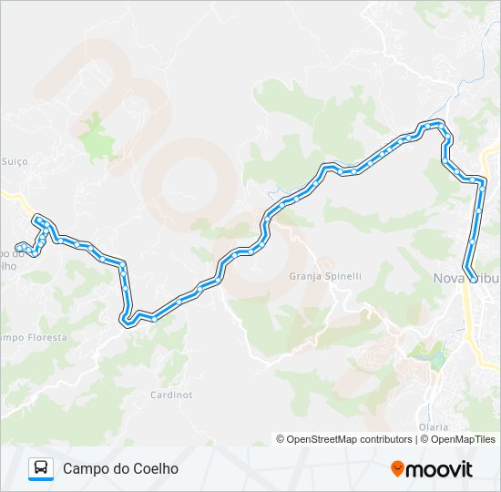 Mapa da linha 58 de ônibus