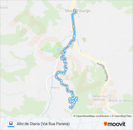 Mapa da linha 42-B de ônibus