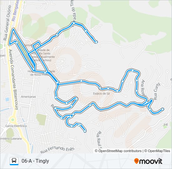 Mapa da linha 06 de ônibus