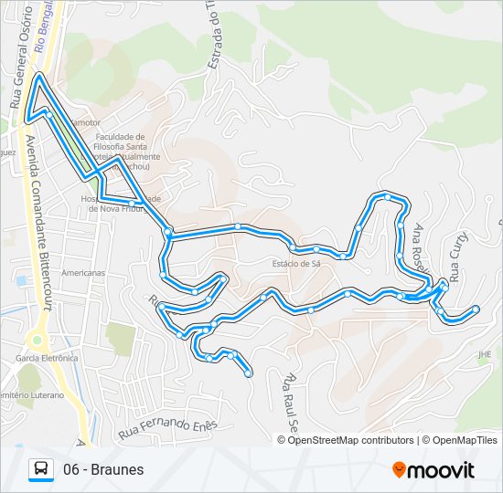 Mapa da linha 06 de ônibus