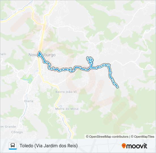 Mapa da linha 34-B de ônibus