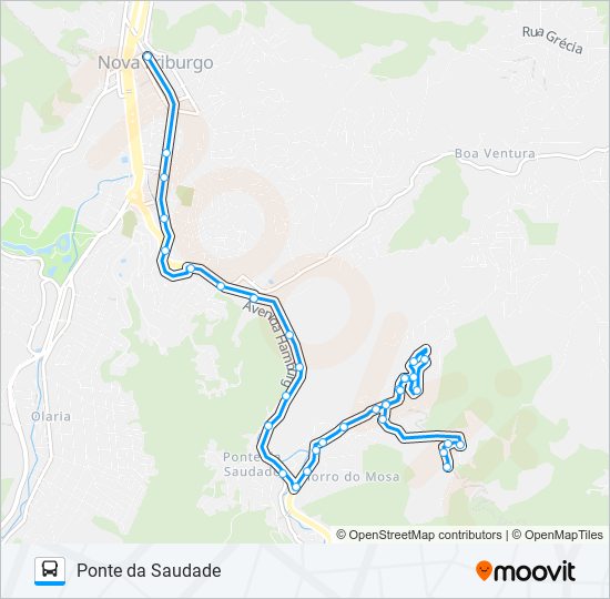 Mapa da linha 41 de ônibus