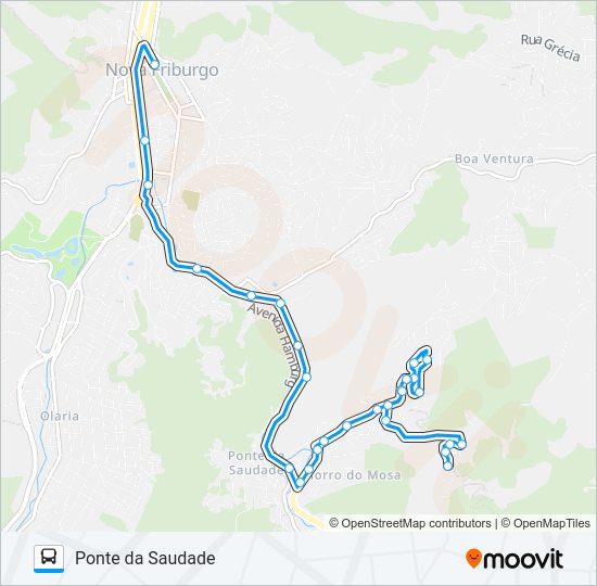 Mapa da linha 41 de ônibus