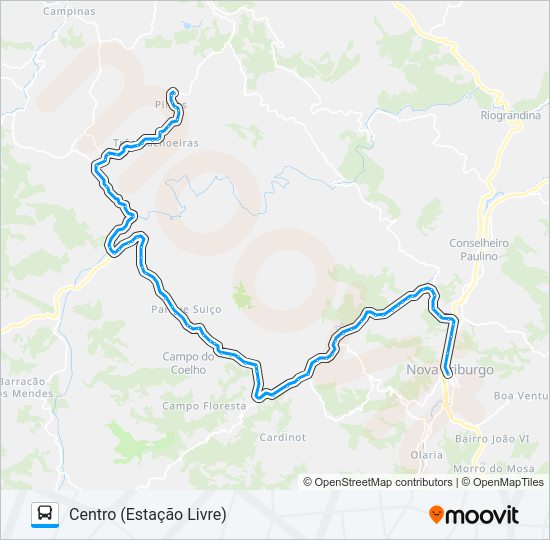 Mapa da linha 54 de ônibus