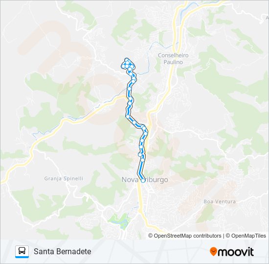 Mapa da linha 52 de ônibus