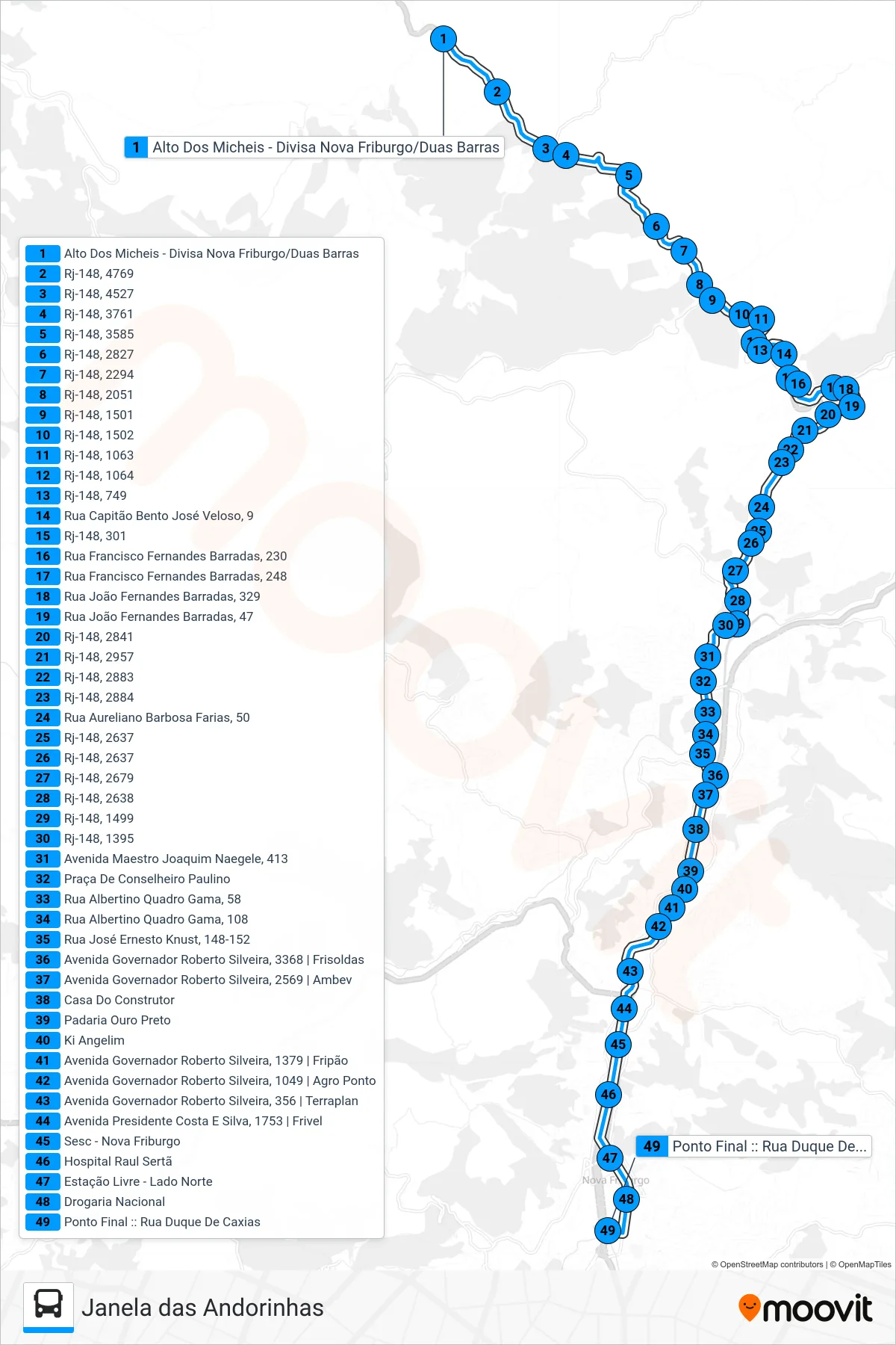 20-B bus Line (Centro (Estação Livre - Partida Do Alto Dos Micheis)) route and stops on a map