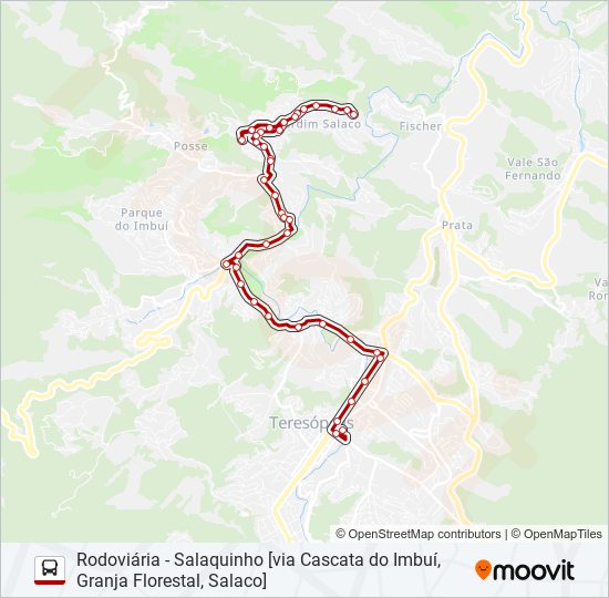 Mapa da linha 52B de ônibus