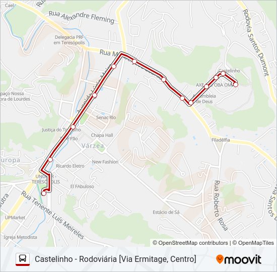 Mapa de 44B de autobús