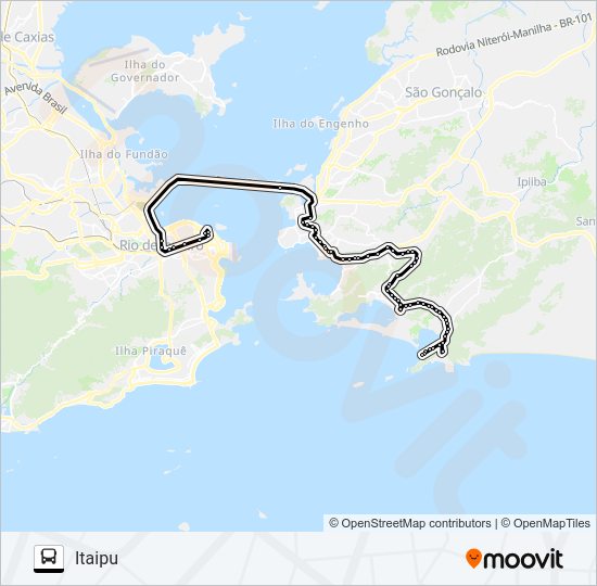 Mapa da linha 770D de ônibus