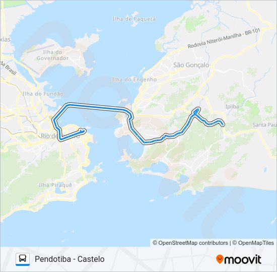 Mapa da linha 771D de ônibus