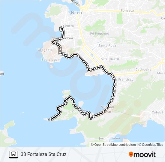 Mapa da linha 33 de ônibus