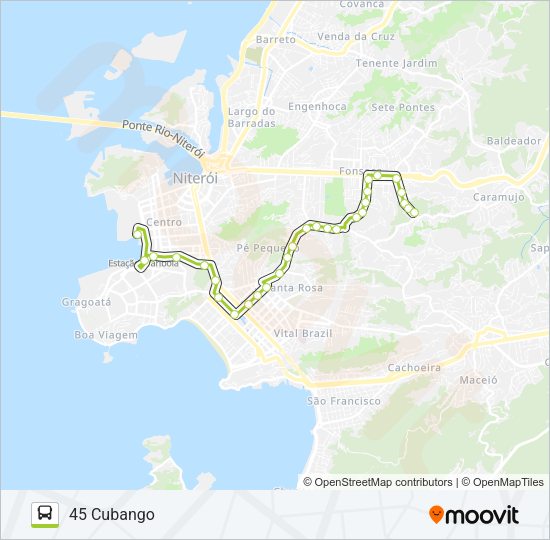 Mapa da linha 45 de ônibus
