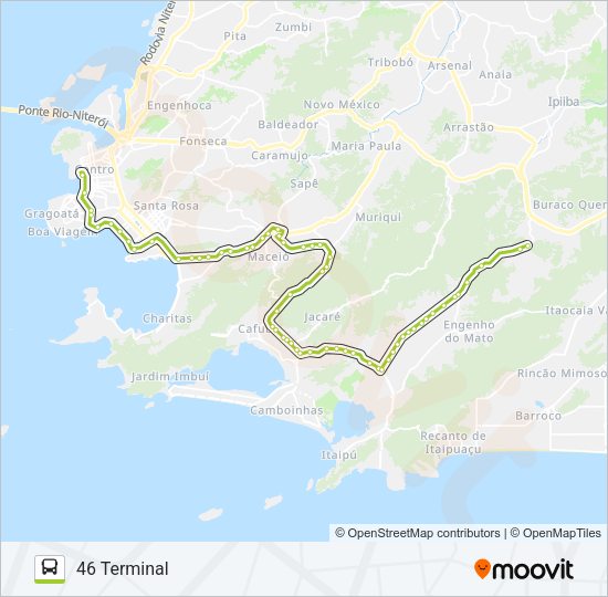 Mapa da linha 46 de ônibus