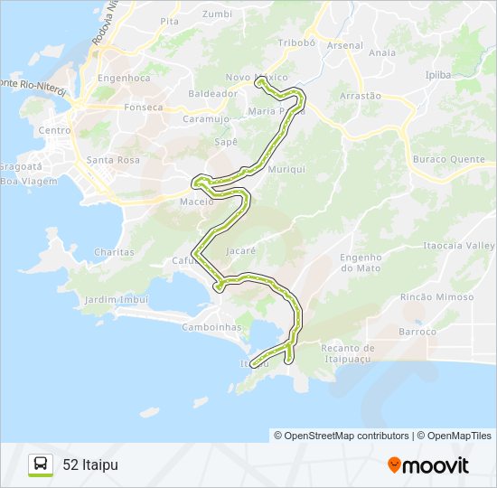 Mapa da linha 52 de ônibus