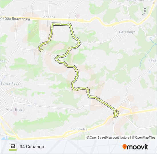 Mapa da linha 34B de ônibus