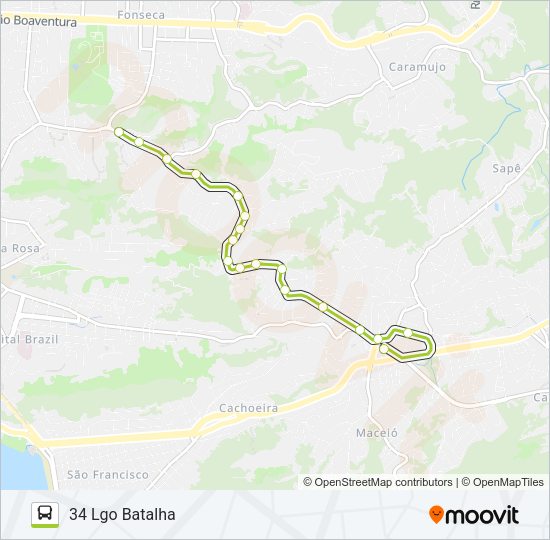 Mapa da linha 34B de ônibus
