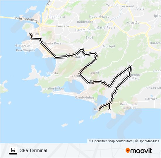 Mapa da linha 38A de ônibus